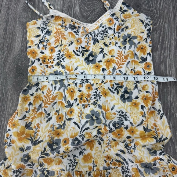 Joie Floral Mommy and Me Cotton Blend Yellow Gray Thin Strap Maxi Tier Dress 2 - Picture 11 of 13